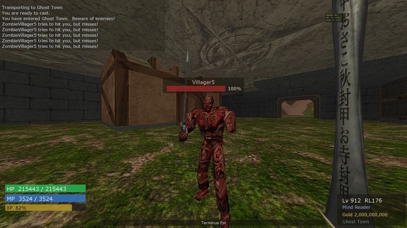 Sword-wielding zombie villager attacking in Ghost Town in Tribes RPG