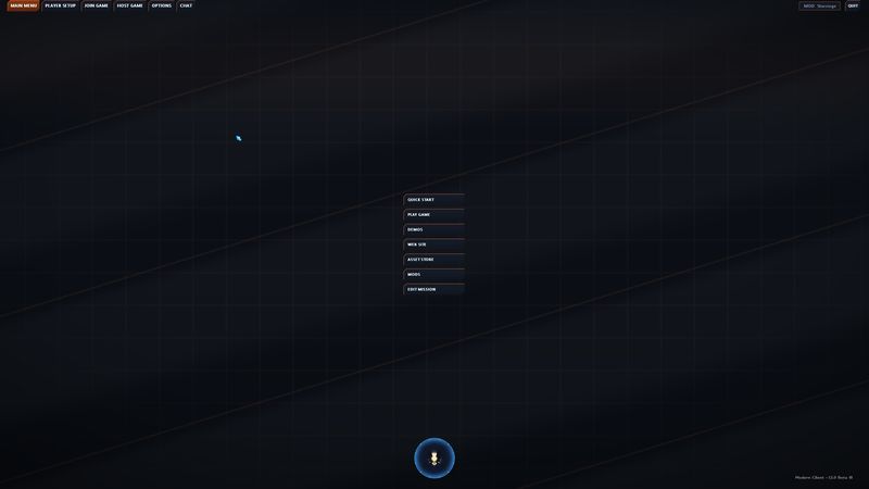 The modern dark main menu