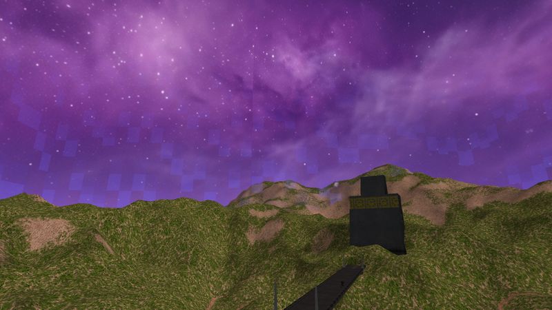 Nebula sky above a hilltop base